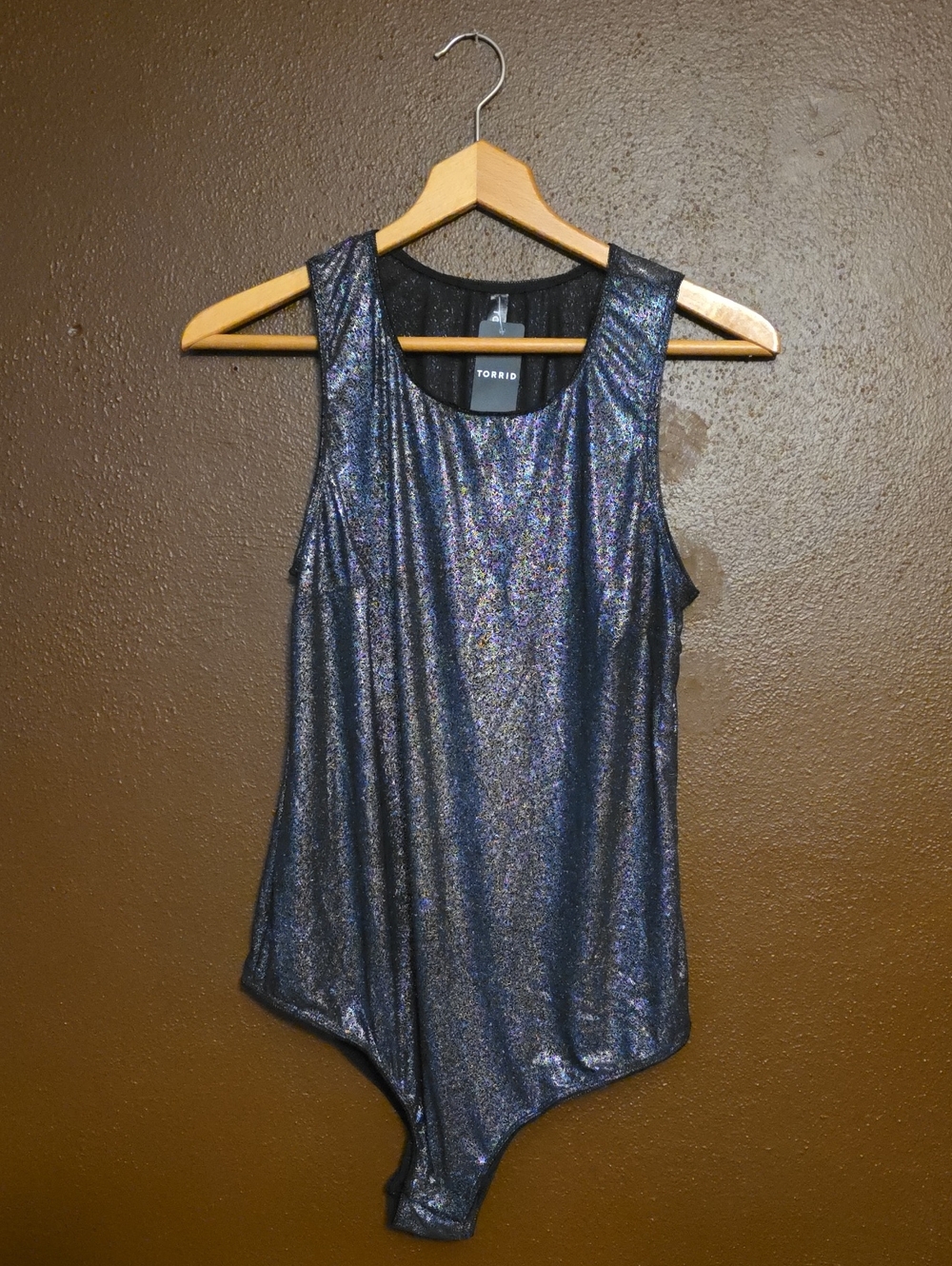 torrid Black Iridescent Metallic Scoop Neck Tank Bodysuit